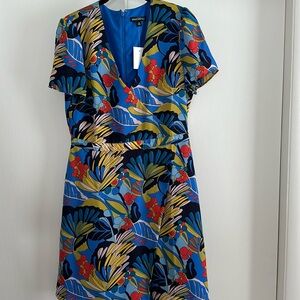 Multi colored faux wrap dress
